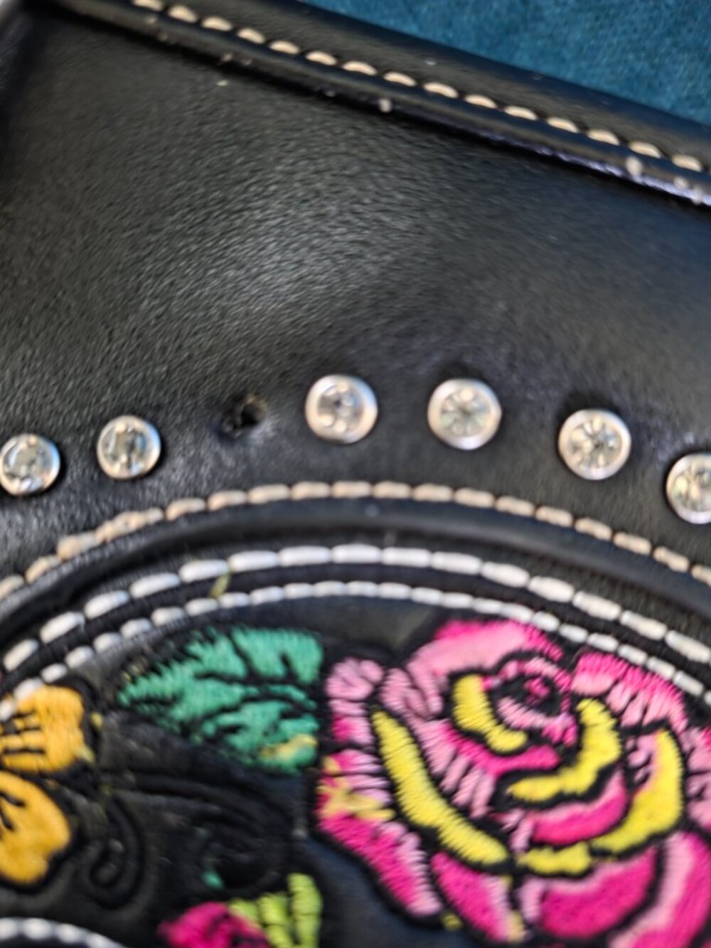 Montana West Sugar Skull Embroidered Crossbody Bag & Wallet Set Black Boho - Picture 10 of 16